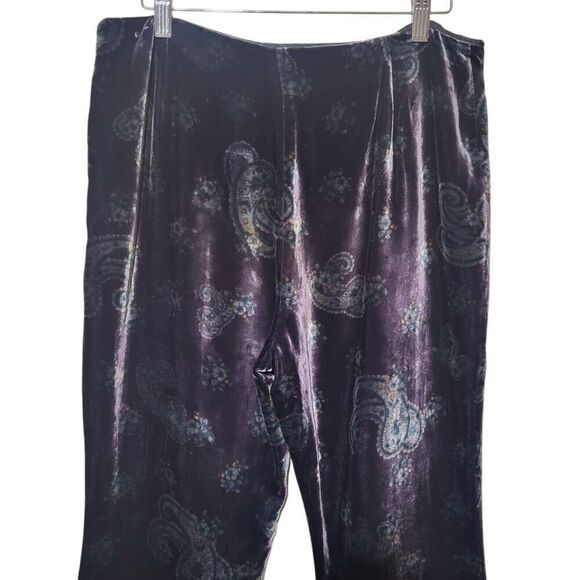 RALPH RALPH LAUREN Tartan Label Y2K 10 M Velvet Flared Pants High Rise Paisley - Picture 6 of 12